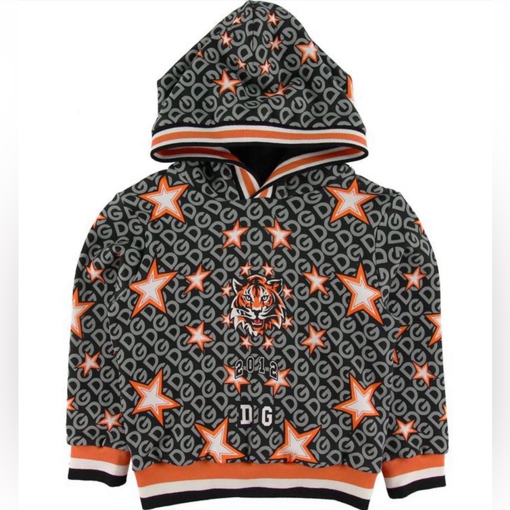 Kids Black and Orange Star Hoodie